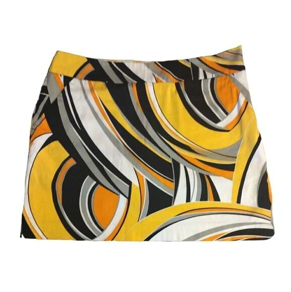 Loudmouth Discontinued Yellow Swirls Gone Wild Mini Golf Skort Size 8 - Picture 2 of 14